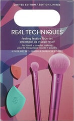 Makiažo šepetėių rinkinys Real Techniques Feeling Festive Face Lote 4 dalys kaina ir informacija | Makiažo šepetėliai, kempinėlės | pigu.lt