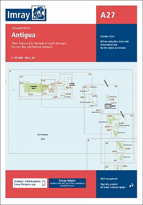Imray Chart A27: Antigua 2022 New edition kaina ir informacija | Enciklopedijos ir žinynai | pigu.lt