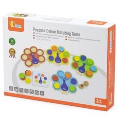 Medinis Montesori spalvų derinimo žaidimas „Povo uodega“, Viga kaina ir informacija | Lavinamieji žaislai | pigu.lt
