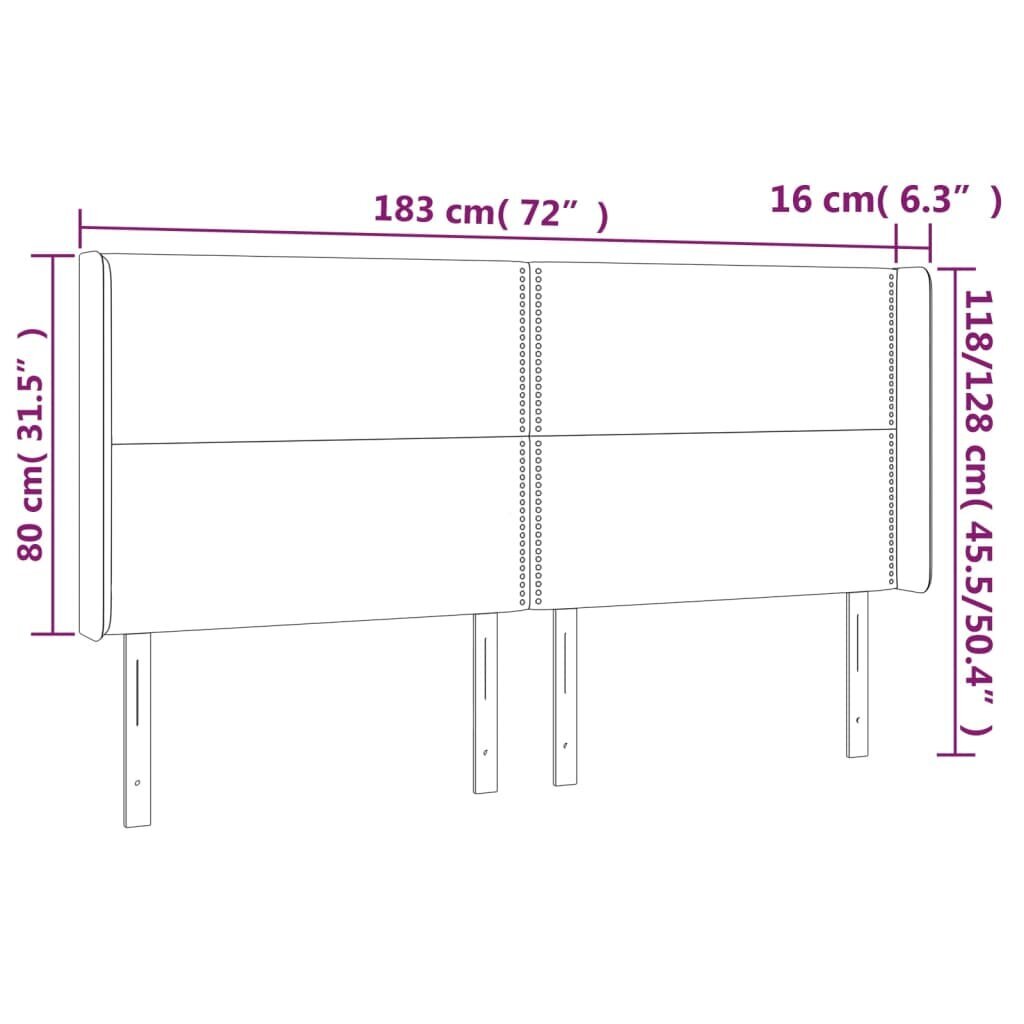 Galvūgalis su led, juodas, 183x16x118/128cm kaina ir informacija | Lovos | pigu.lt