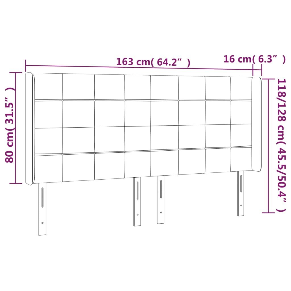 Galvūgalis su led, tamsiai mėlynas, 163x16x118/128cm, aksomas kaina ir informacija | Lovos | pigu.lt