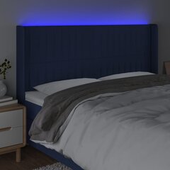 Galvūgalis su led, mėlynos spalvos, 163x16x118/128cm, audinys цена и информация | Кровати | pigu.lt