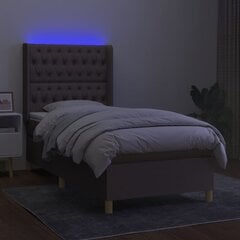 vidaXL Lova su spyruoklėmis/čiužiniu/LED, taupe, 80x200cm, audinys kaina ir informacija | Lovos | pigu.lt