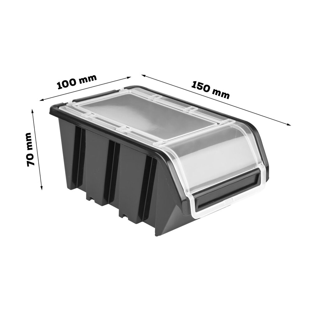 Plastikinė dėžutė Botle su dangteliu 100x155x70 mm, juoda цена и информация | Įrankių dėžės, laikikliai | pigu.lt