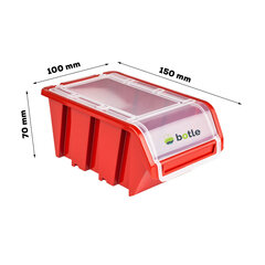 Пластиковый штабелируемый ящик с крышкой, 100x155x70 мм, красный цена и информация | Ящики для инструментов, держатели | pigu.lt
