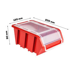 Пластиковый штабелируемый ящик с крышкой, 120x200x90 мм, красный цена и информация | Ящики для инструментов, держатели | pigu.lt