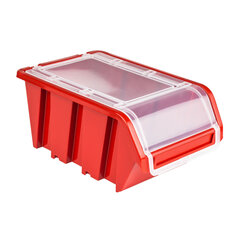 Пластиковый штабелируемый ящик с крышкой, 120x200x90 мм, красный цена и информация | Ящики для инструментов, держатели | pigu.lt