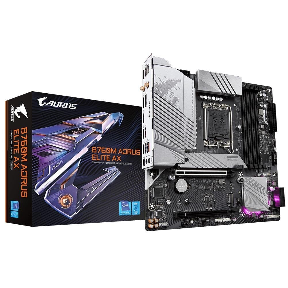 Gigabyte B760M AORUS ELITE AX (rev. 1.0), Micro ATX, LGA1700, DDR5, WiFi цена и информация | Pagrindinės plokštės | pigu.lt