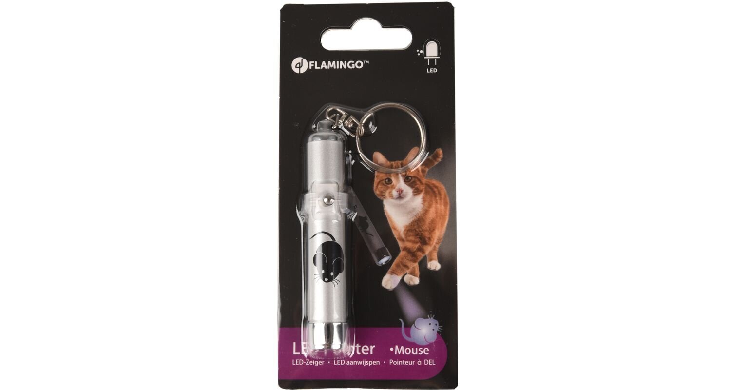 Katės žaislas LED lempa su pelės atvaizdu Flamingo, 8 cm kaina ir informacija | Žaislai katėms | pigu.lt