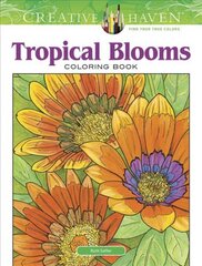 Creative Haven Tropical Blooms Coloring Book kaina ir informacija | Knygos apie sveiką gyvenseną ir mitybą | pigu.lt