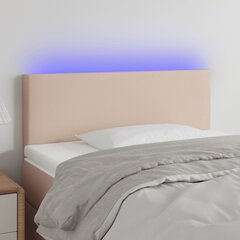 Galvūgalis su LED, Dirbtinė oda, 90x5x78/88cm, kapučino spalva цена и информация | Кровати | pigu.lt