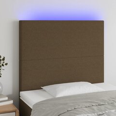 Galvūgalis su LED, Audinys, 80x5x118/128cm, tamsiai ruda kaina ir informacija | Lovos | pigu.lt