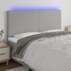 Galvūgalis su led, šviesiai pilkas, 160x5x118/128cm, audinys kaina ir informacija | Lovos | pigu.lt