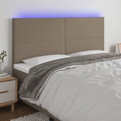 Galvūgalis su LED, Audinys, 180x5x118/128cm, taupe spalva kaina ir informacija | Lovos | pigu.lt