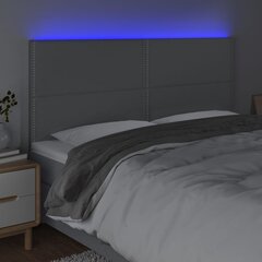 Galvūgalis su LED vidaXL, Audinys, 200x5x118/128cm, šviesiai pilka kaina ir informacija | Lovos | pigu.lt