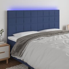 Изголовье со светодиодом, синее, 160x5x118/128см, ткань цена и информация | Кровати | pigu.lt