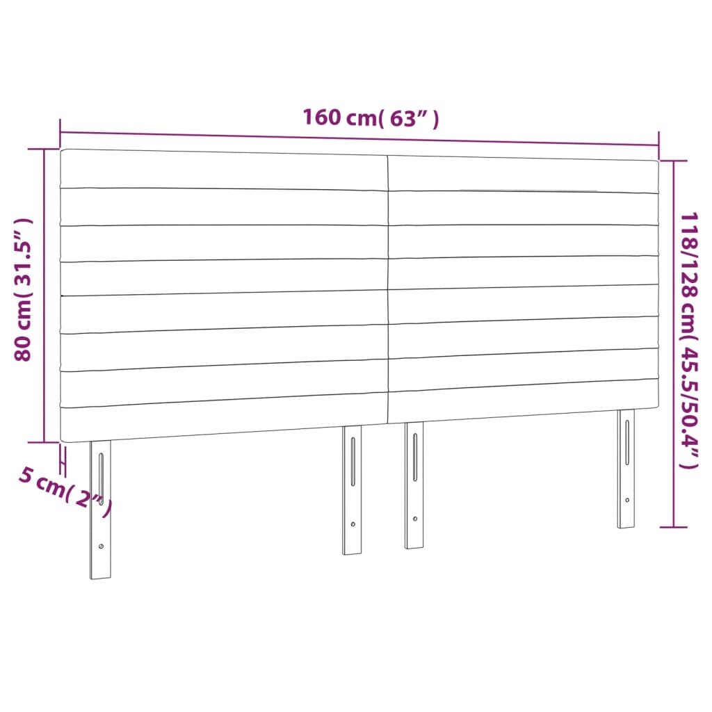 vidaXL Galvūgalis su LED, juodos spalvos, 160x5x118/128cm, audinys kaina ir informacija | Lovos | pigu.lt