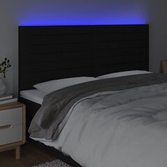 vidaXL Galvūgalis su LED, juodos spalvos, 160x5x118/128cm, audinys цена и информация | Кровати | pigu.lt