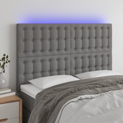 Galvūgalis su LED, Audinys, 144x5x118/128cm, tamsiai pilka kaina ir informacija | Lovos | pigu.lt