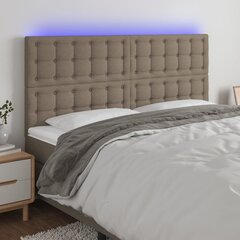 Galvūgalis su LED, Audinys, 180x5x118/128cm, taupe spalva kaina ir informacija | Lovos | pigu.lt