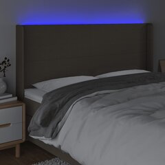 Galvūgalis su LED, Audinys, 183x16x118/128cm, taupe spalva цена и информация | Кровати | pigu.lt