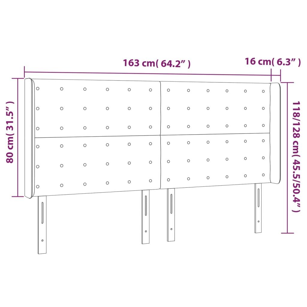 Galvūgalis su led, šviesiai pilkas, 163x16x118/128cm, audinys kaina ir informacija | Lovos | pigu.lt