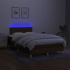 vidaXL Lova su spyruoklėmis/čiužiniu/LED, ruda, 120x200cm, audinys цена и информация | Кровати | pigu.lt