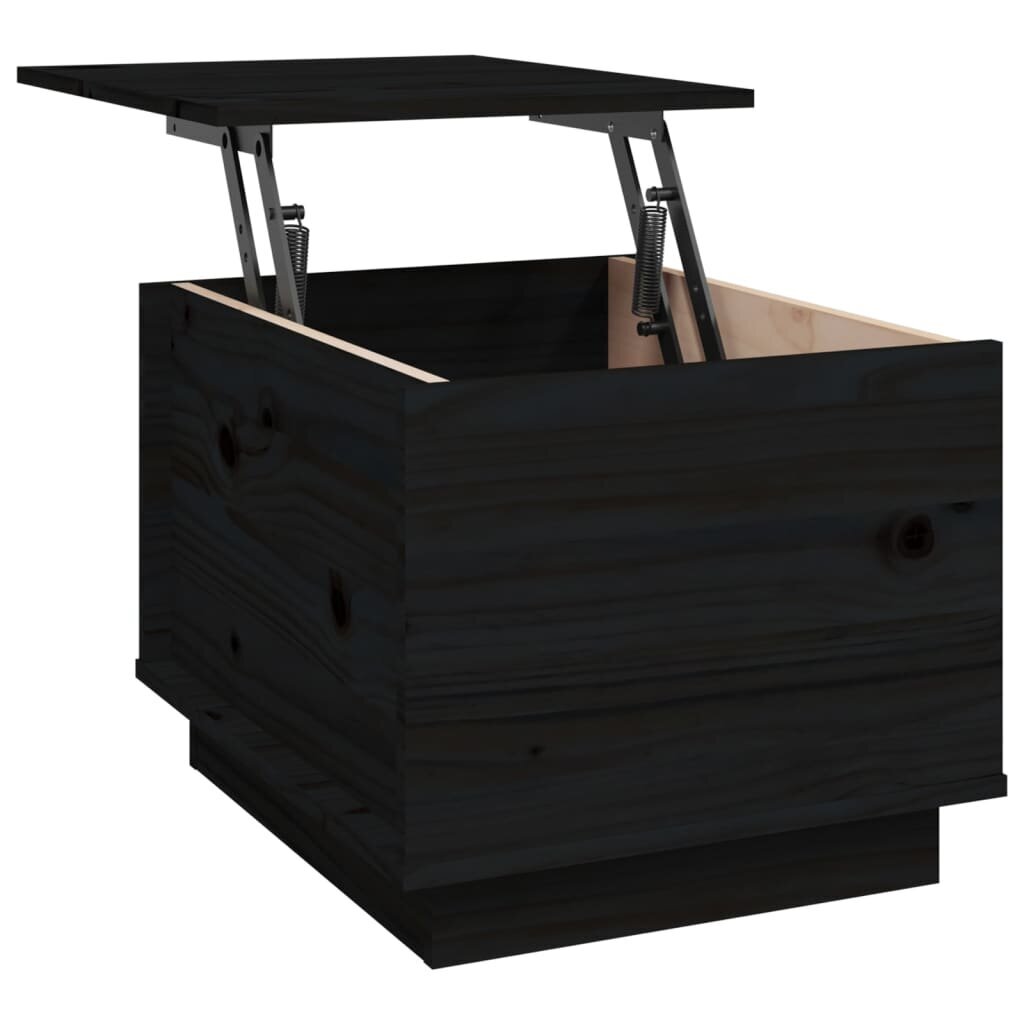 Kavos staliukas, juodas, 40x50x35cm, pušies medienos masyvas цена и информация | Kavos staliukai | pigu.lt