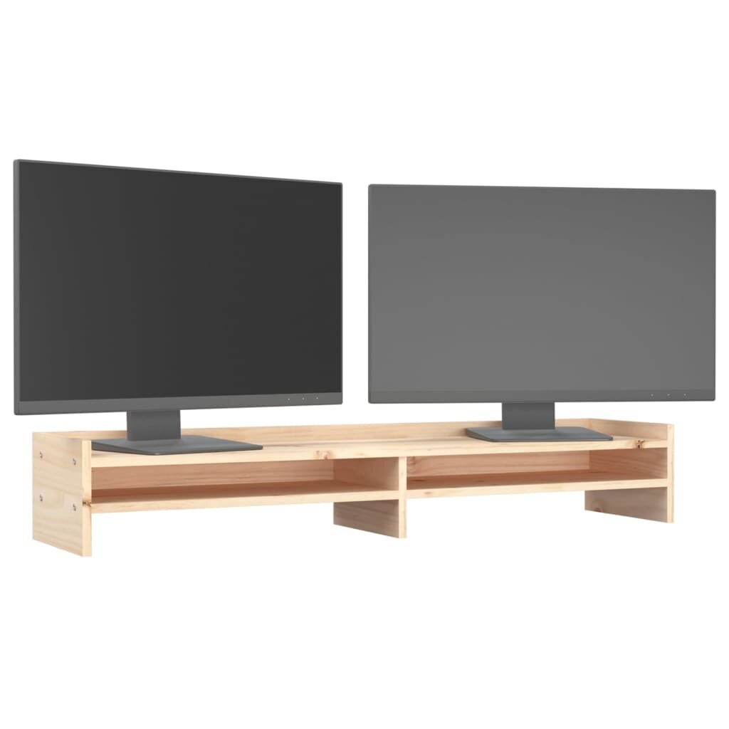 Monitoriaus stovas, Pušies medienos masyvas, 100x24x16cm, ruda kaina ir informacija | Monitorių laikikliai | pigu.lt