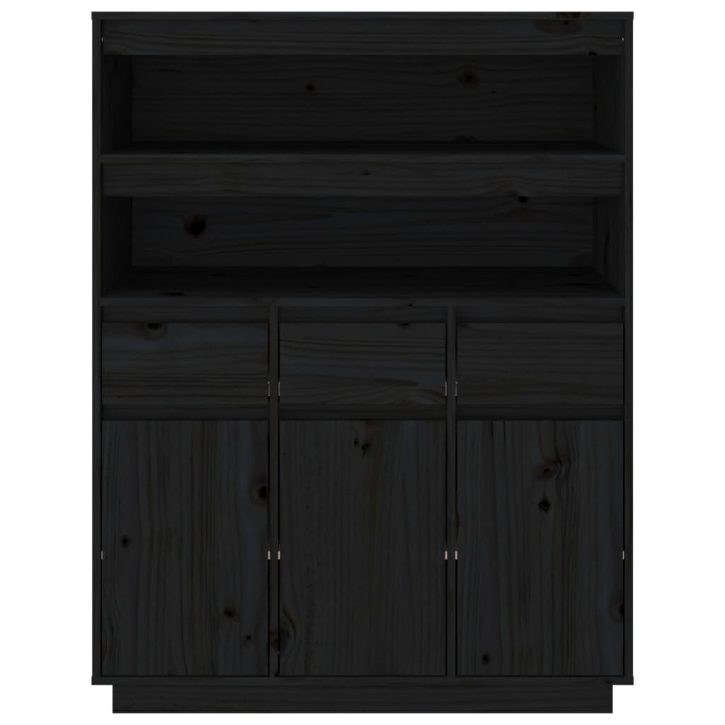 Komoda, Pušies medienos masyvas, 89x40x116,5cm, juoda kaina ir informacija | Komodos | pigu.lt