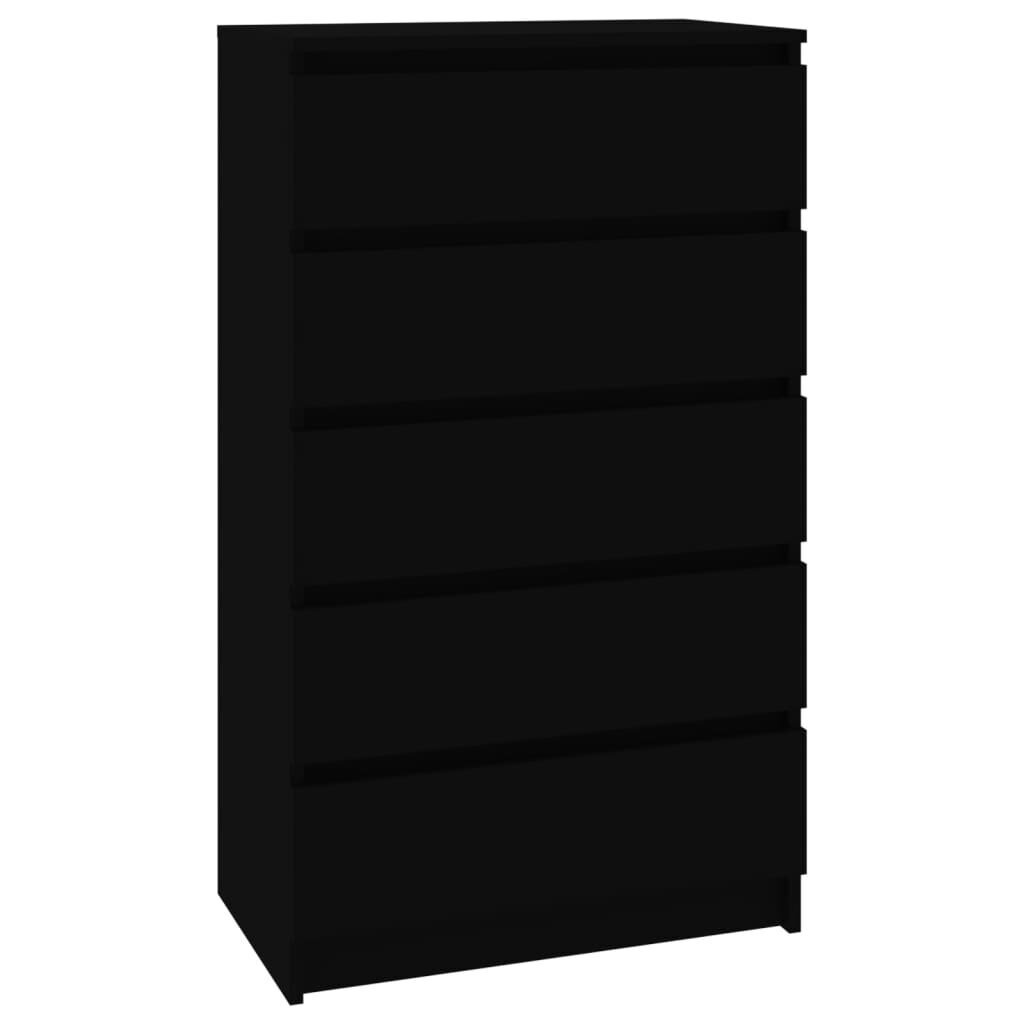 Spintelė su stalčiais vidaXL, Apdirbta mediena, 60x36x103cm, juoda kaina ir informacija | Komodos | pigu.lt
