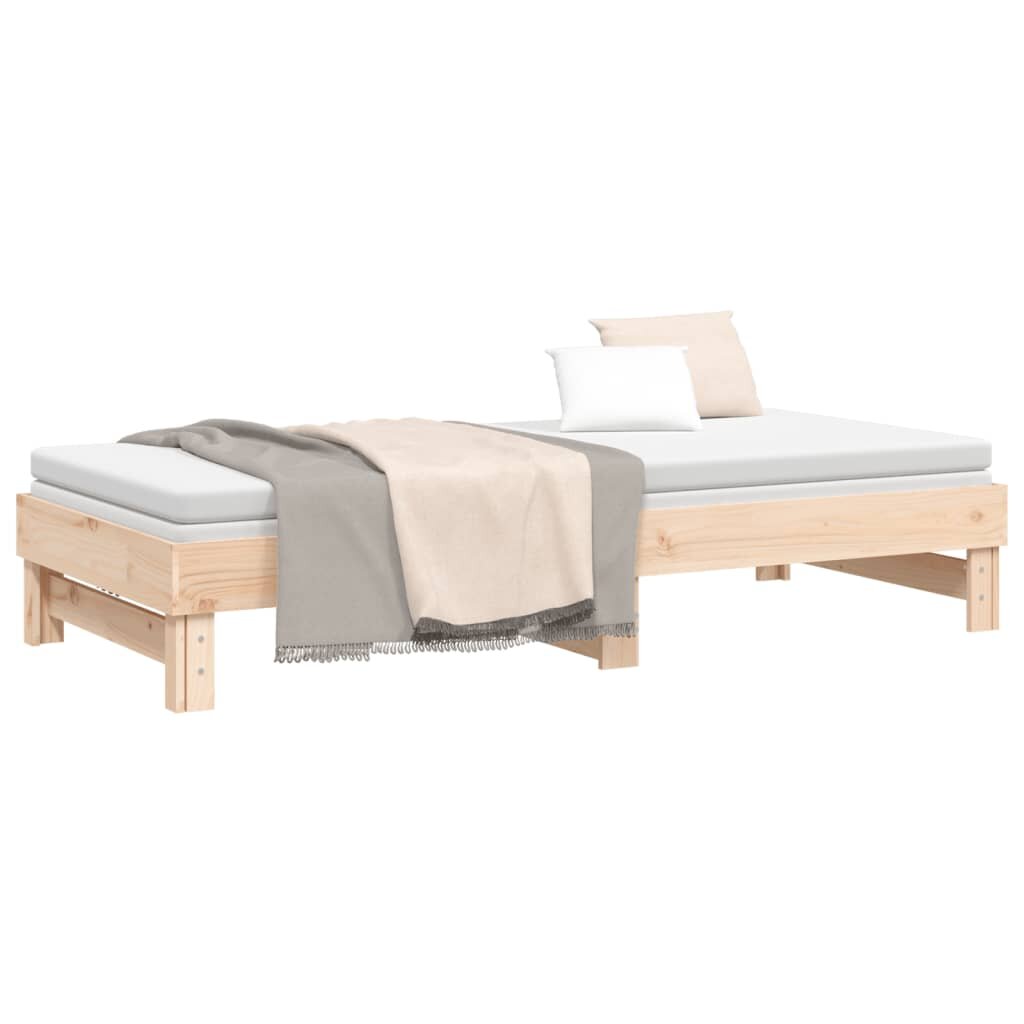 Ištraukiama lova, 2x(100x200)cm, pušies medienos masyvas kaina ir informacija | Lovos | pigu.lt