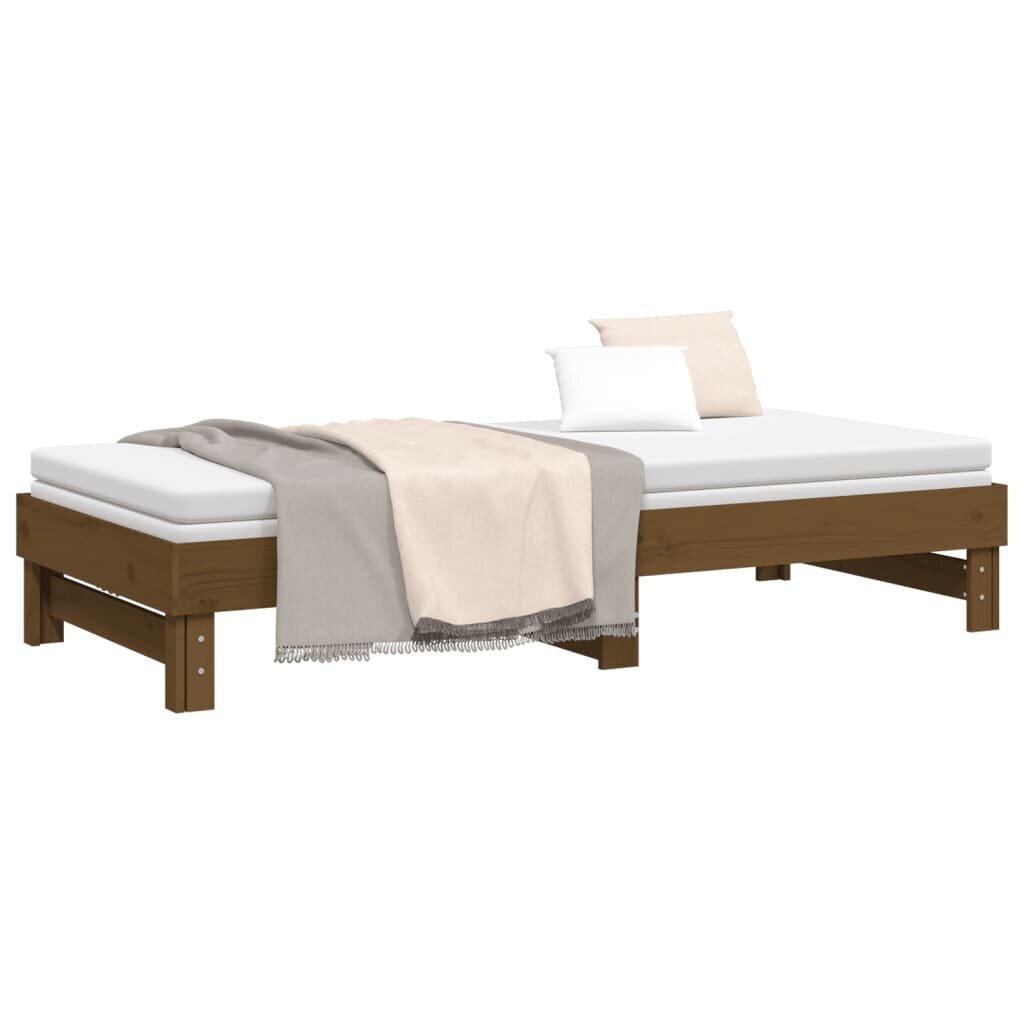 Ištraukiama lova, medaus ruda, 2x(100x200)cm, pušies masyvas цена и информация | Lovos | pigu.lt