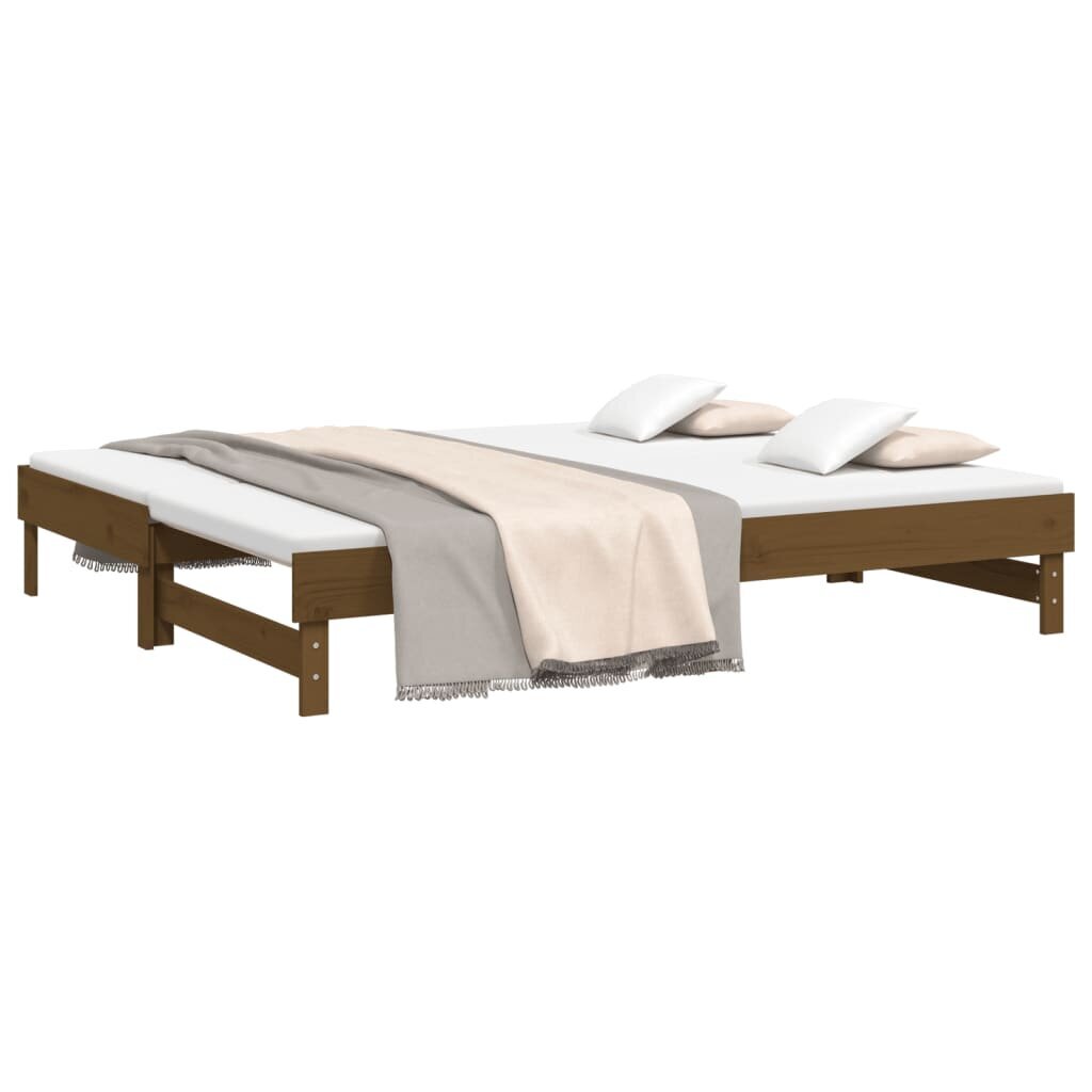Ištraukiama lova, medaus ruda, 2x(100x200)cm, pušies masyvas kaina ir informacija | Lovos | pigu.lt