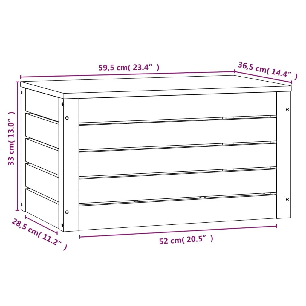 vidaXL Daiktadėžė, medaus ruda, 59,5x36,5x33cm цена и информация | Daiktadėžės | pigu.lt