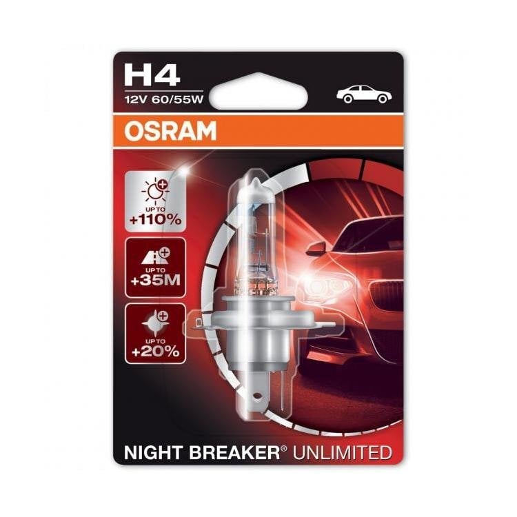 Automobilinė lemputė Osram Night Breaker Unlimited H4, 1 vnt. kaina ir informacija | Automobilių lemputės | pigu.lt