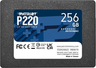 Patriot P220, 256GB (P220S256G25) kaina ir informacija | Vidiniai kietieji diskai (HDD, SSD, Hybrid) | pigu.lt