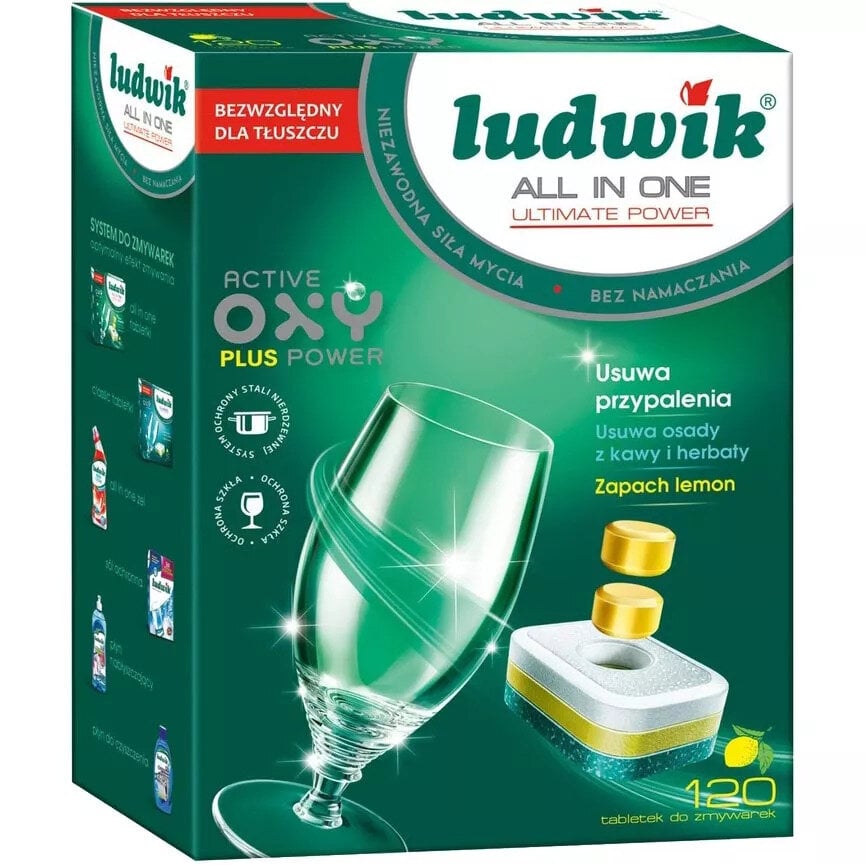 Ludwik All in One indaplovių tabletės, citrinų kvapo, 120 vnt. kaina ir informacija | Indų plovimo priemonės | pigu.lt