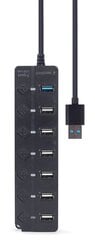 USB Centrmezsgls Gembird 7-port USB Hub with Switches Black цена и информация | Адаптеры, USB-разветвители | pigu.lt