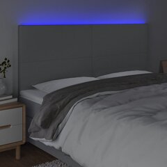 Galvūgalis su LED vidaXL, Audinys, 180x5x118/128cm, šviesiai pilka kaina ir informacija | Lovos | pigu.lt