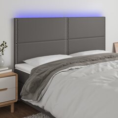 Galvūgalis su led, pilkas, 180x5x118/128cm, dirbtinė oda kaina ir informacija | Lovos | pigu.lt