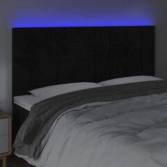 vidaXL Galvūgalis su LED, juodos spalvos, 200x5x118/128cm, aksomas цена и информация | Кровати | pigu.lt