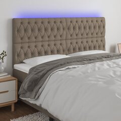 Galvūgalis su LED, Audinys, 200x7x118/128cm, taupe spalva цена и информация | Кровати | pigu.lt