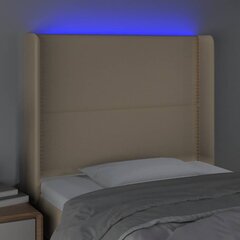 Galvūgalis su LED, Audinys, 103x16x118/128 cm, kreminė spalva kaina ir informacija | Lovos | pigu.lt