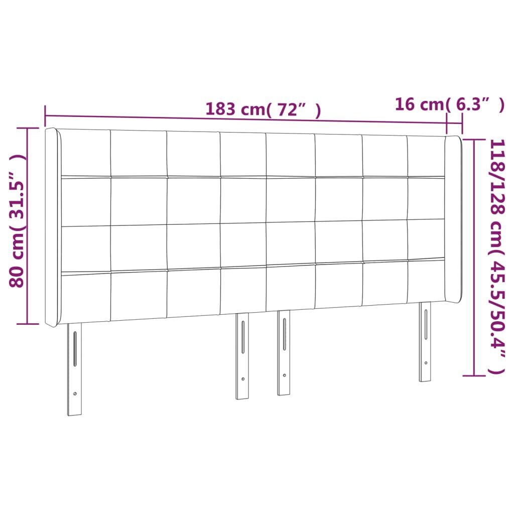 Galvūgalis su led, rožinės spalvos, 183x16x118/128cm, aksomas цена и информация | Lovos | pigu.lt