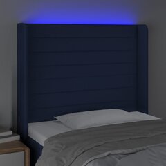 Galvūgalis su led, mėlynos spalvos, 93x16x118/128cm, audinys цена и информация | Кровати | pigu.lt