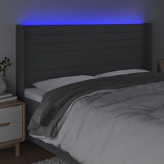 Galvūgalis su led, tamsiai pilkas, 183x16x118/128cm, audinys цена и информация | Кровати | pigu.lt