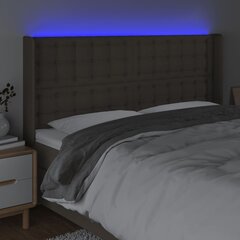 Galvūgalis su LED, Audinys, 163x16x118/128cm, taupe spalva kaina ir informacija | Lovos | pigu.lt