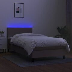 vidaXL Lova su spyruoklėmis/čiužiniu/LED, taupe, 100x200 cm, audinys kaina ir informacija | Lovos | pigu.lt