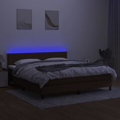 vidaXL Lova su spyruoklėmis/čiužiniu/LED, ruda, 160x200 cm, audinys цена и информация | Кровати | pigu.lt